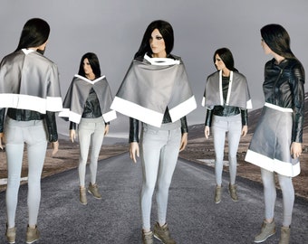 Reflective Cape, Pancho. Dog Owner gift. Useful gifts. Poncho Women, Men, Unisex adult clothing. Gift for dog owners. Gray rain poncho cloak