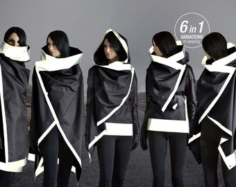 Transforming Reflective Vest - Safety Jacket. Waterproof Unisex Hoodie/Cardigan. Gift for Her, for Him. Uniqe Trendy Outdoor Street clothing