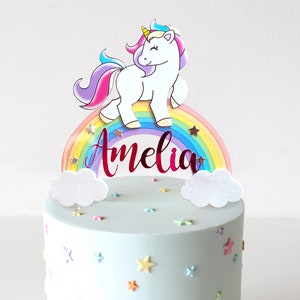 Decoración para tartas de unicornio, 15 piezas de unicornio arcoíris para  niñas con corazón arco iris, unicornio, nube, globo, decoración de pastel  de