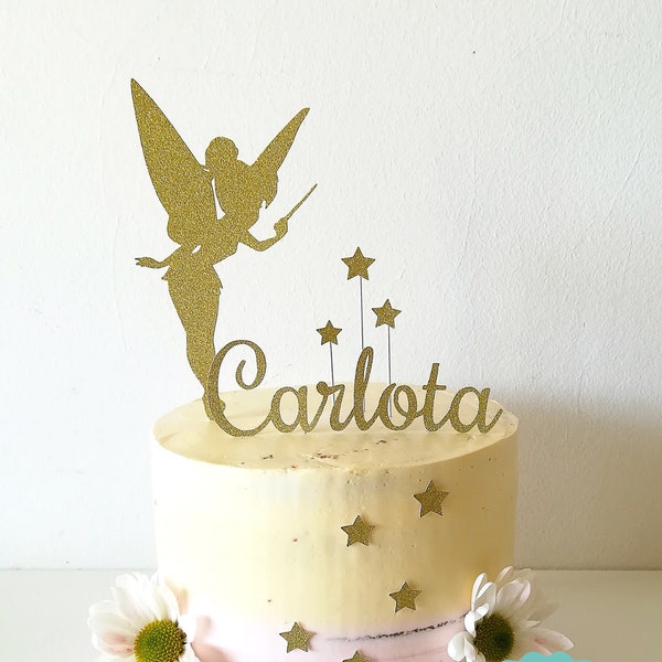 Tinker Bell cake topper; Tinker Bell topper; Fairy topper; Birthday topper, Personalised cake topper, Stars topper,Custom Topper, Babyshower