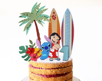 Lilo & Stitch Cake Topper, Stitch birthday decorations, kids birthday, Hawaiian Cake Topper, Stitch Birthday, Celebration Custom, Birthday