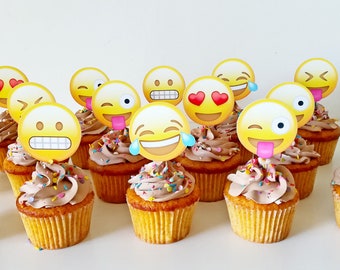 Emoji Cupcake topper, Emoji Birthday , Emoji Party Toppers, Emoji Theme , Emoji Cake Decorations, Emoji Birthday, Emoji movie, Emoji Decor