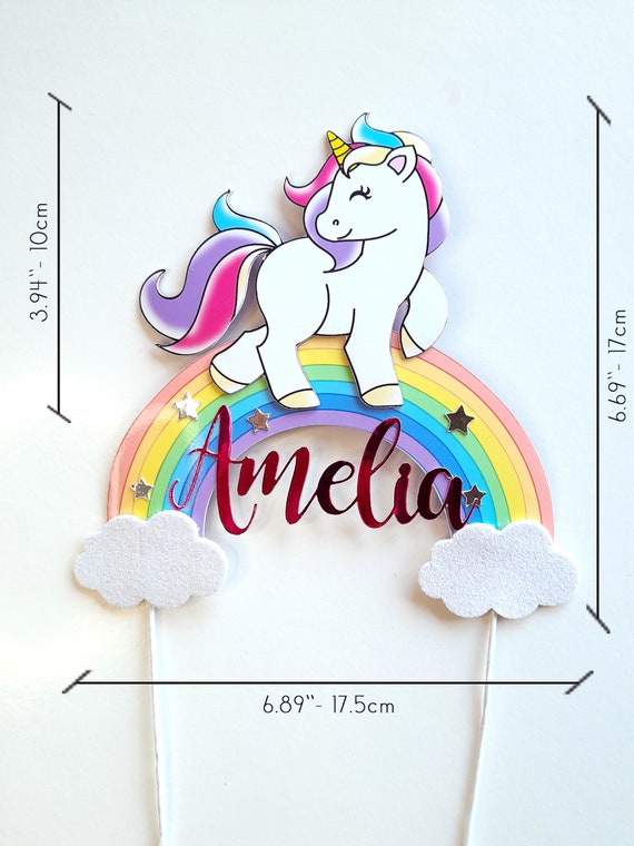 Unicorn Rainbow Cake Topper, Unicorn Cake Topper, Rainbow Cake Topper,  Unicorn Party, Unicorn Birthday Party, Birthday Topper, Little Pony 