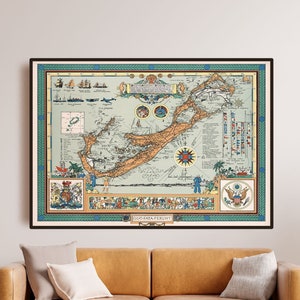 Karte der Bermudas oder Somers Islands Poster Wandkunst Geschenk für Ihn Sie