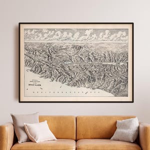 Historisches Landkartenposter aus der Vogelperspektive auf das Heilige Land