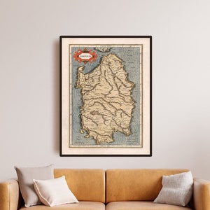 Vintage kaart Sardinië 1589 - Ontdek het erfgoed van Sardinië