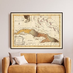 Vintage Kuba Karte Poster Druck, Retro Wand Kunst Wohnzimmer Schlafzimmer Kunst Geschenk