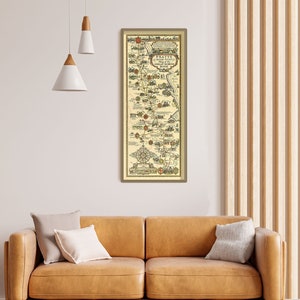 Historische kaart van Engeland van de Great North Road print poster reproductie woonkamerkunst cadeau