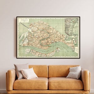 Ontdek de charmes van Venetië: posterafdruk vintage kaart van Venetië