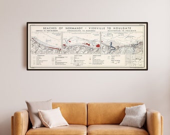 D-Day, Beaches of Normandy - Vierville to Houlgate, Military map, World War II Map, Military gift