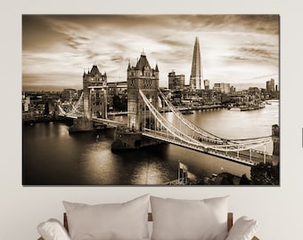 London At Night Cityscape CANVAS ART PRINT Box Framed Picture Home Decor