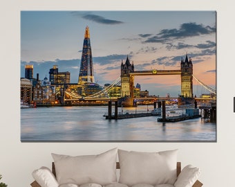 London At Night Cityscape CANVAS ART PRINT Box Framed Picture Home Decor