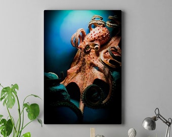 Octopus Print Canvas Decor Art Ready to Hang Christmas Gift