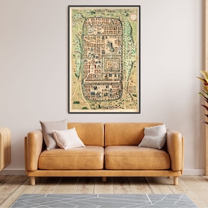 Carte vintage de Jérusalem art mural - Un trésor du passé glorieux d'Israël - Sans cadre