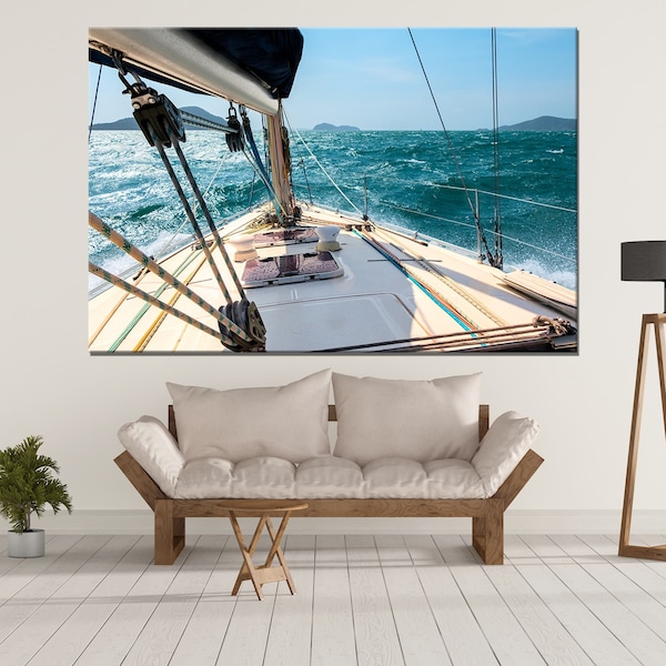 Yacht Sailing Boat Art Canvas Decor Print Ready to Hang Christmas Gift