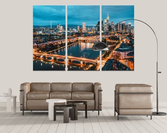 Frankfurt Canvas Frankfurt Print Germany Art Decor Skyline Cityscape Ready to Hang Christmas Gift