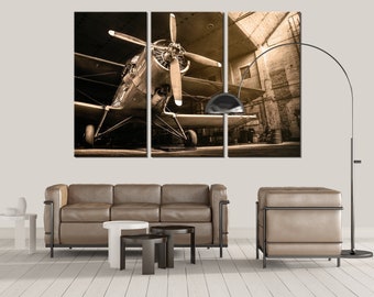 Old Airplane Wall art Aircraft Canvas Print Christmas Gift for him her Ready to Hang