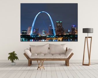 St. Louis Stloui Art Canvas Decor Print Skyline Cityscape Ready to Hang Christmas Gift