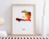Haiti Map Poster Wall Art Decor Print Gift
