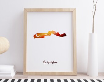 picture poster wall art Britain The Gambia watercolor print Travel gift