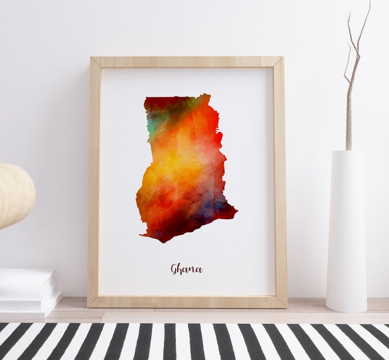 Ghana Map Print Poster Art Ghana Poster Ghana Wall Art Ghana Etsy