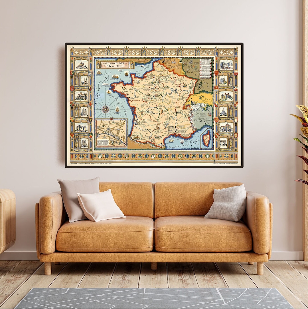 Poster Carte De France Art Mural Illustr Repr sentant Des R gions Et poster-carte-de-france-art-mural-illustr-repr-sentant-des-r-gions-et