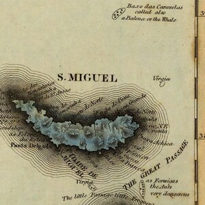 Map of the Azores Poster 1823 –  Vintage Portuguese Islands Map – Antique Atlantic Archipelago Wall Art – Historic Cartography Print