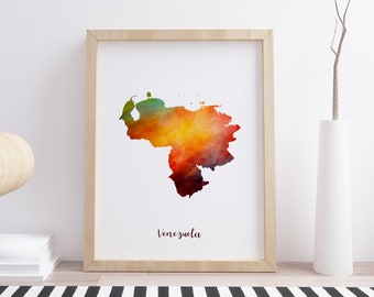 Venezuela Map print poster art, Travel Print Christmas Gift, Home office wall art