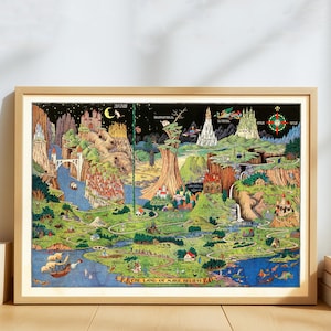 The Land of Make Believe map by Jaro Hess 1930 vintage print