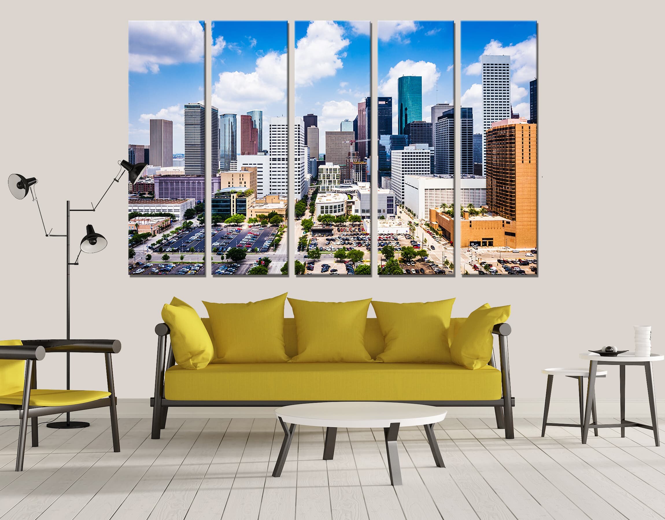 Houston Texas Canvas Wall Art Decor Print Skyline Cityscape Etsy