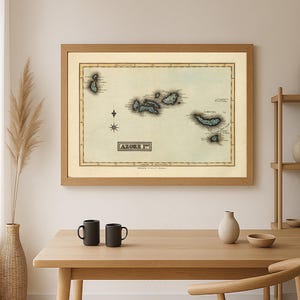 Map of the Azores Poster 1823 –  Vintage Portuguese Islands Map – Antique Atlantic Archipelago Wall Art – Historic Cartography Print