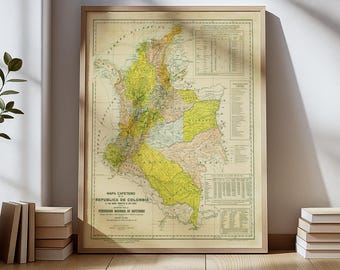 1942 Vintage Colombia Map Atlas Map of Colombia South America