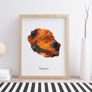 Feier die Schönheit der Insel: Réunion Landkarte Print