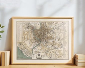 イタリア、ローマ - 1962年 ヴィンテージポスターサイズ地図 - Etsy 日本
