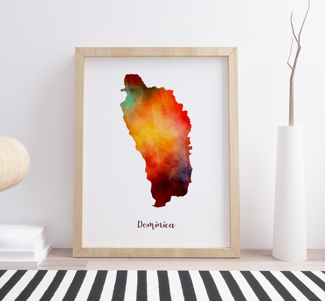 Dominica Map Print Poster Dominica Gift Travel Wall Art Etsy