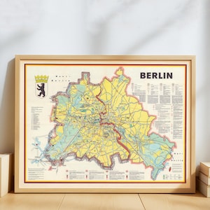Vintage Berlin City Map Poster – Retro Wall Art Print – Old Berlin Cartography – Historical City Plan Home Decor