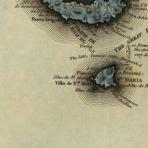Map of the Azores Poster 1823 –  Vintage Portuguese Islands Map – Antique Atlantic Archipelago Wall Art – Historic Cartography Print