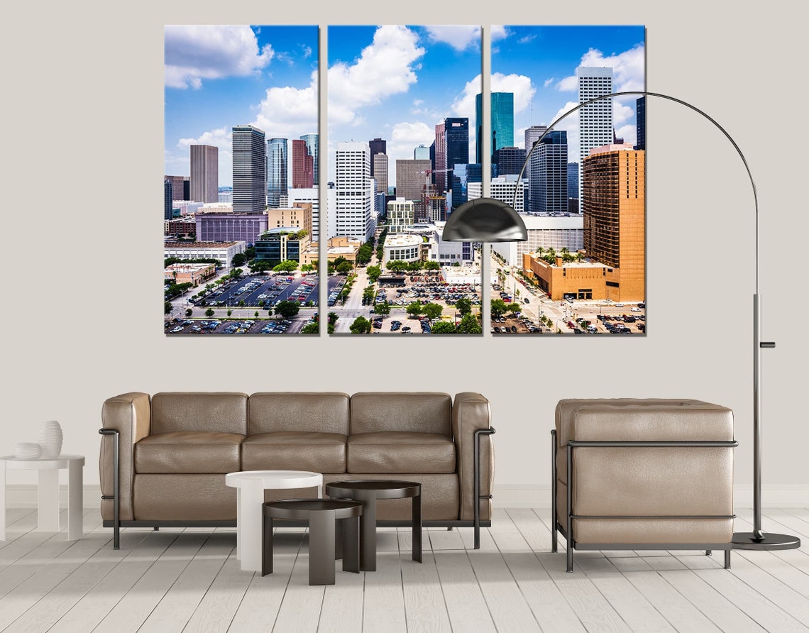 Houston Texas Canvas Wall Art Decor Print Skyline Cityscape | Etsy