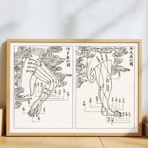 Acupuncture Chart Ancient Chinese Poster – Meridians & Pressure Points poster