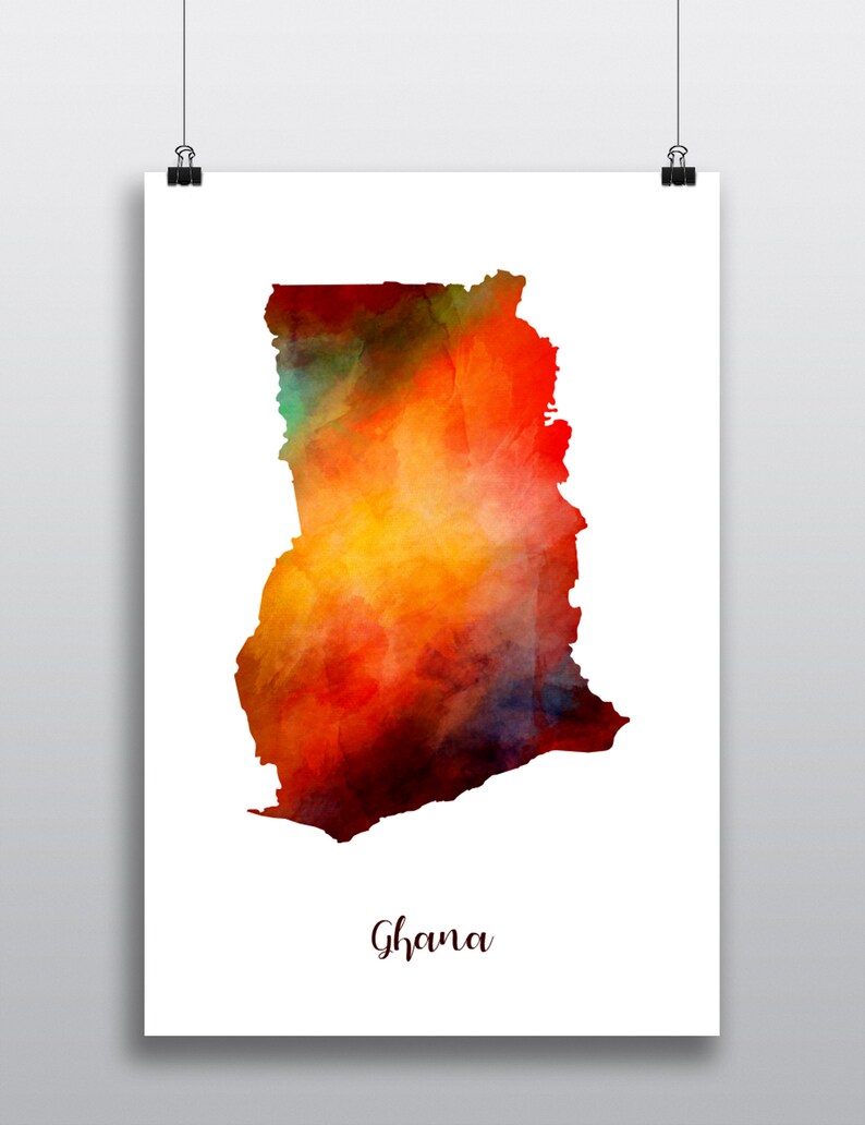Ghana Map Print Poster Art Ghana Poster Ghana Wall Art Ghana Etsy