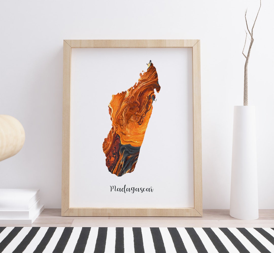 Madagascar Map Print Poster Art Madagascar