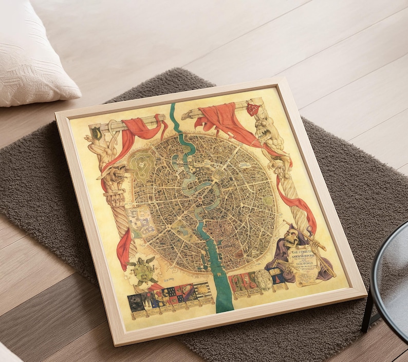 Illustrated vintage map of Ankh-Morpork from Terry Pratchett’s Discworld