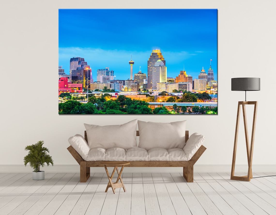 San Antonio Canvas Wall Art christmas Decor Print Skyline Etsy