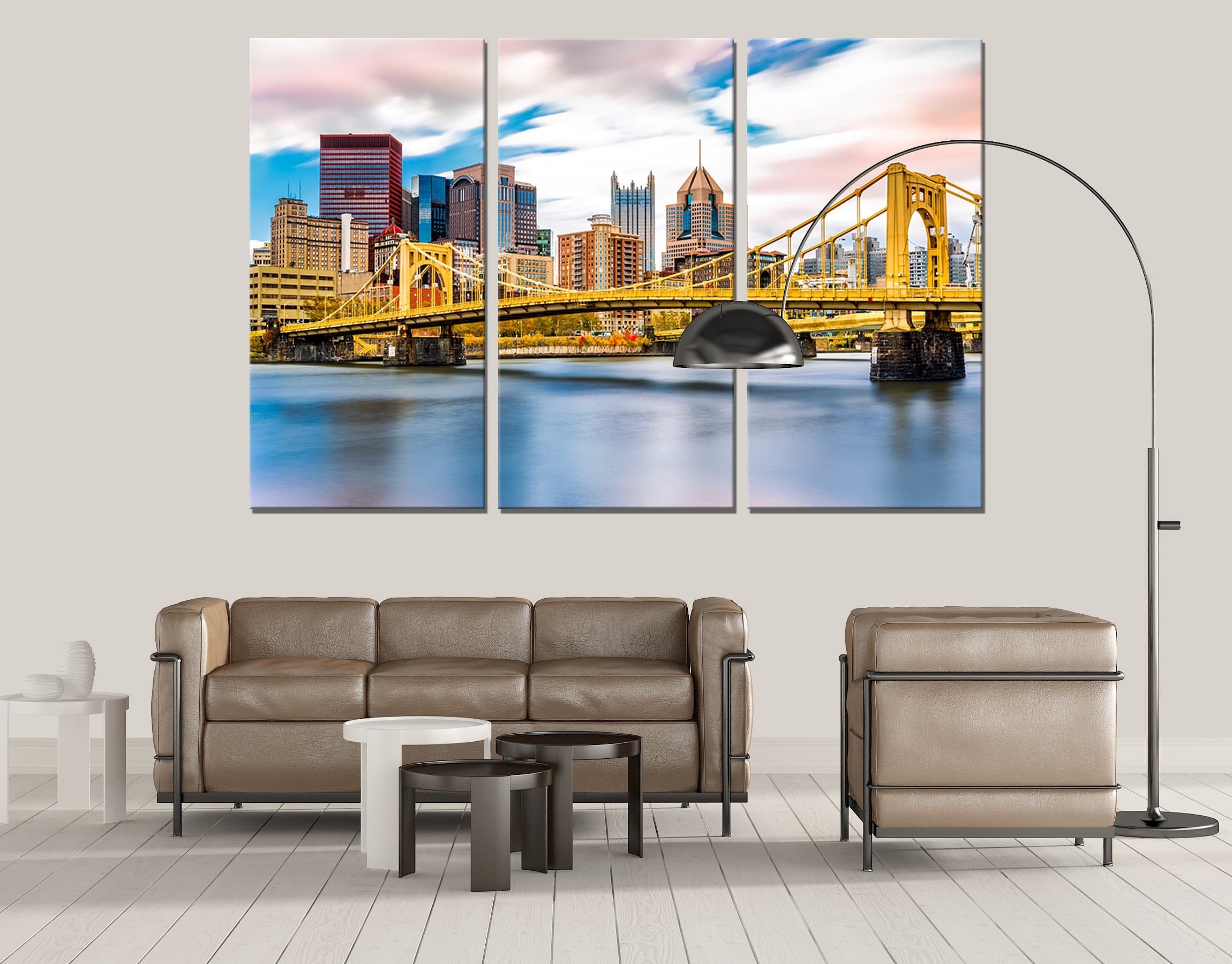 Pittsburgh Canvas Wall Art Decor Print Skyline Cityscape Ready Etsy