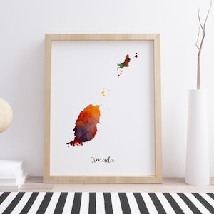 Grenada map print poster | Grenada gift travel wall art