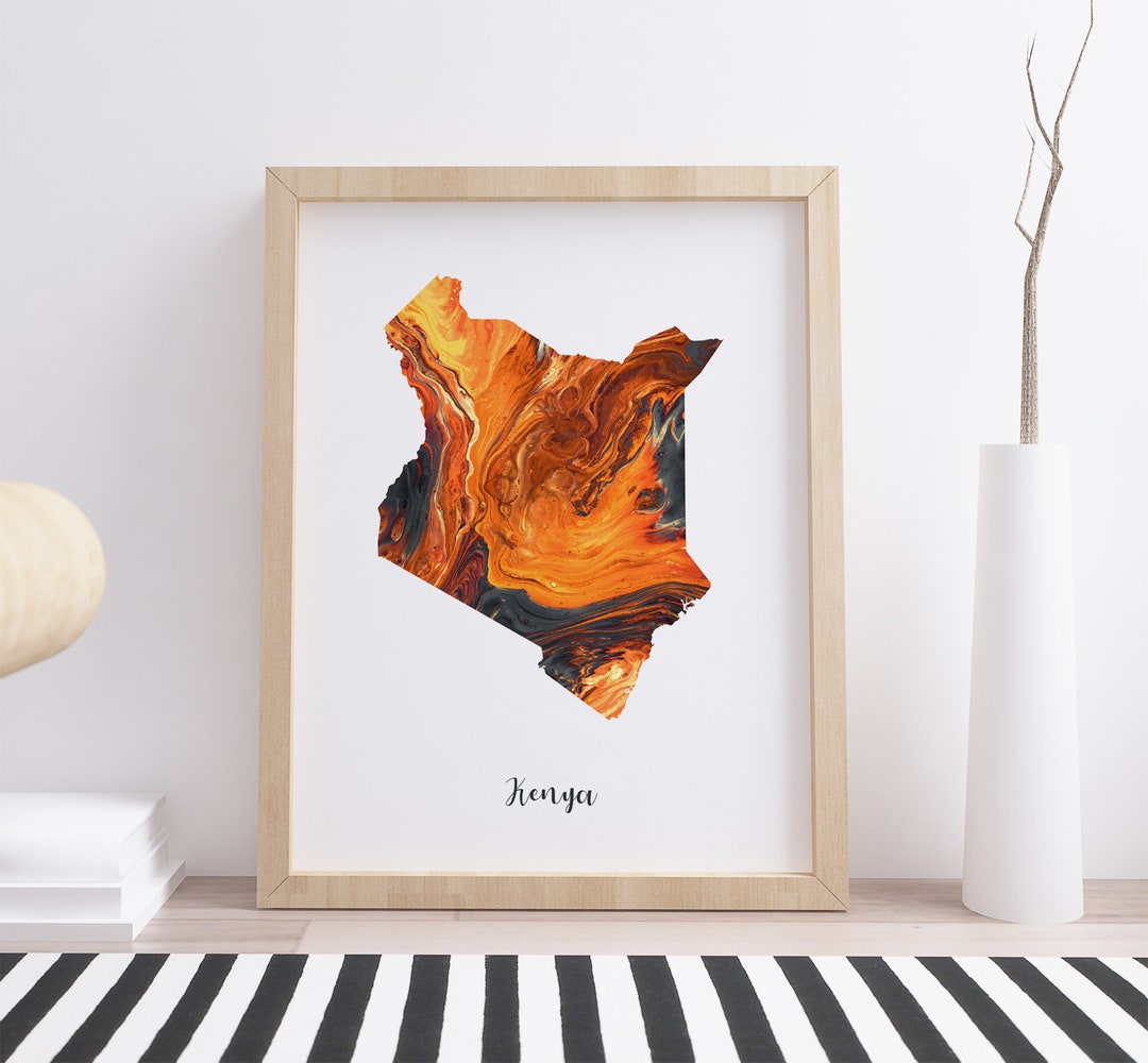 Kenya Map Print Poster Art Kenya Poster Kenya Wall Art Kenya Decor