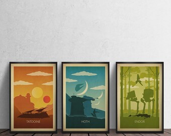 Star Wars print poster mos eisley Gift Tatooine Endor Hoth