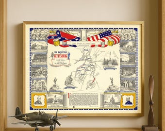 Vintage Battlefield of Gettysburg Map – American Civil War Map 1863 – Historic Gettysburg Wall Art Print