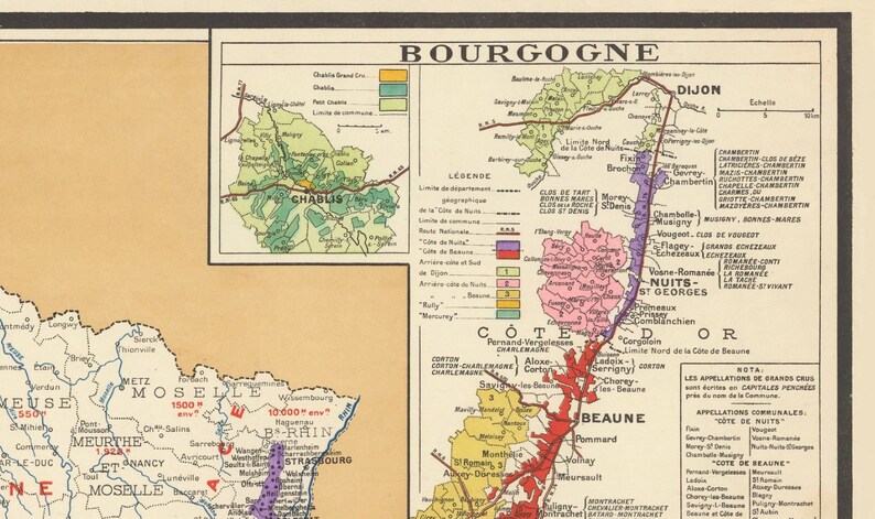 Vintage French Wine Regions Map Poster La France Vinicole Map Vintage French Wine Regions Map Poster La France Vinicole Map