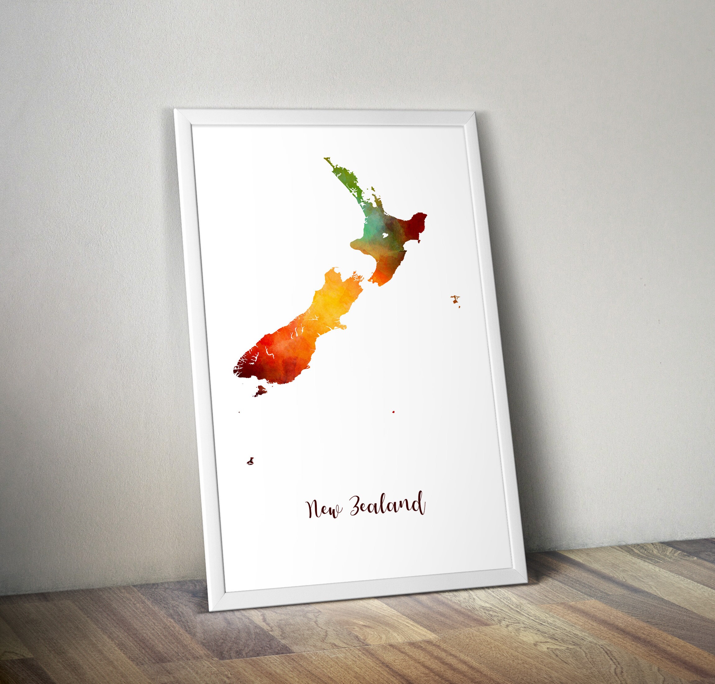 New Zealand Map Poster Wall Art Decor Print Gift Etsy